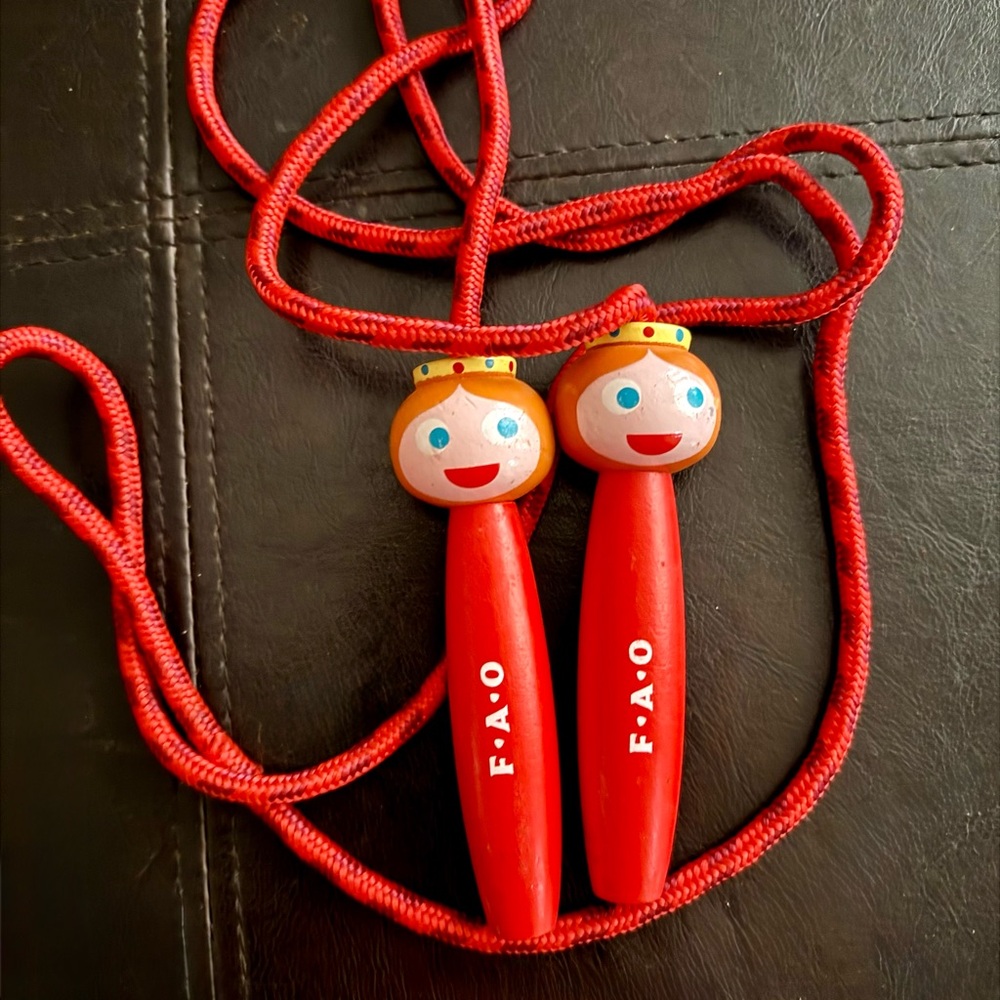 FAO Schwarz Red Jump Rope with Wooden Handles